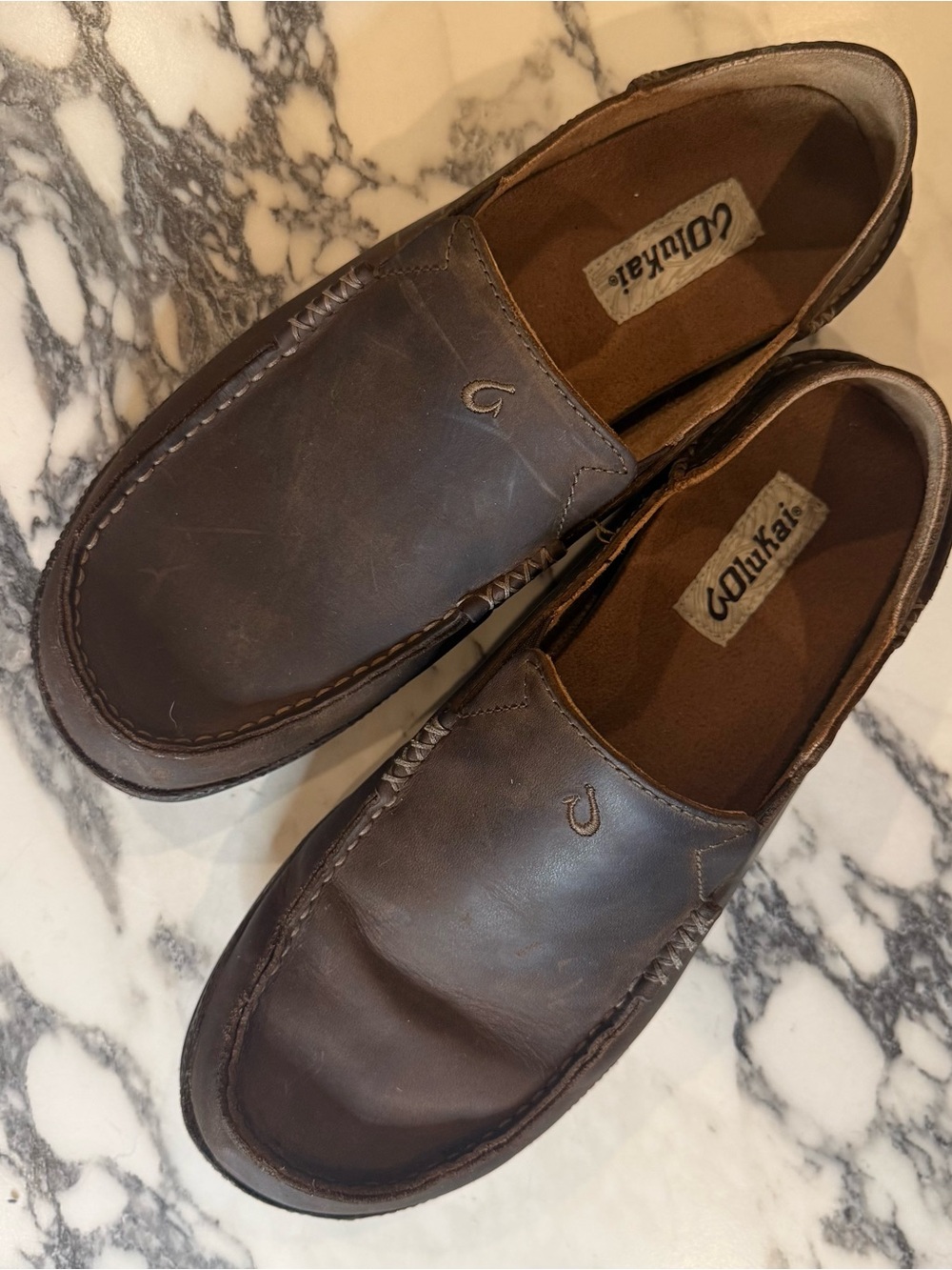 OluKai Moloa Men's Leather Slip On Shoes Loafers Brown Comfort Size 10.5 - Picture 9 of 13